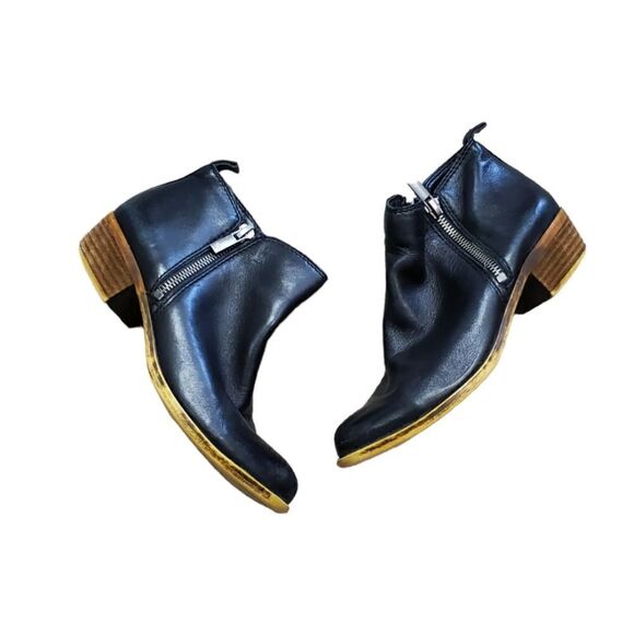 Lucky Brand Black Leather Ankle Booties - Picture 1 of 6